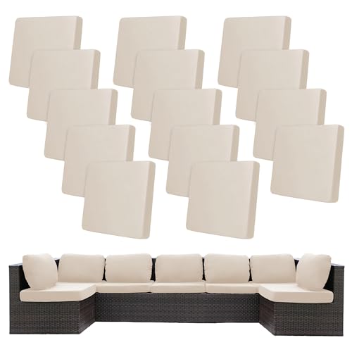 14 Stretch Patio Cushion Covers – Reusable Furniture Protector (Beige)