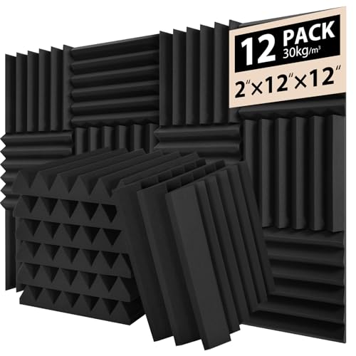 12 Pack Acoustic Foam Panels 2" x 12" x 12"