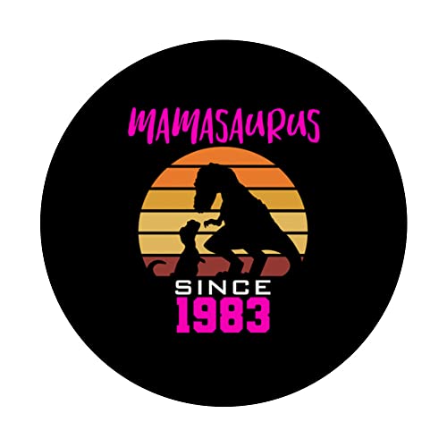 Mamasaurus since 1983 PopSockets Swappable PopGrip, Black - Image 3