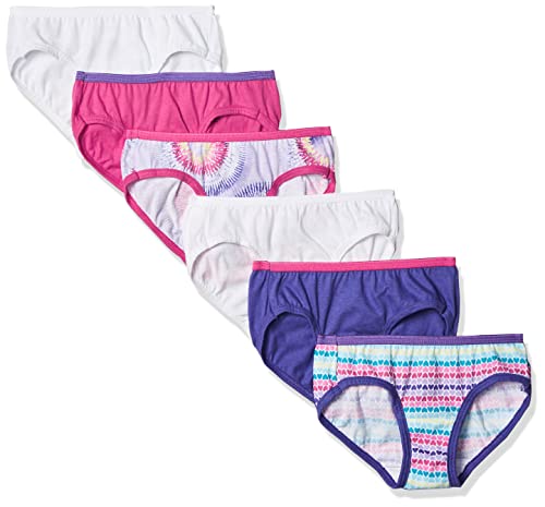 Hanes Girls' 100% Cotton 6-Pack Tagless Hipster Panties, Assorted, 8 #TOP29