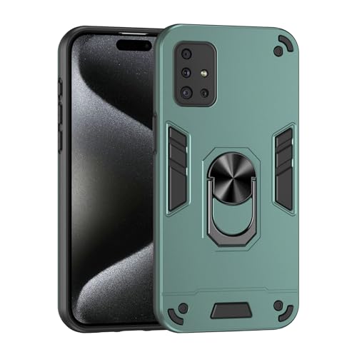Compatible with Samsung Galaxy A51 4G Phone Case Series Rugged, Shockproof Protective Cover with Built-in Metal Ring Stand, Compatible with Magnetic Car Mount- Green
