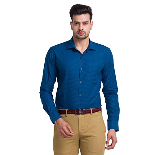 Image of Park Avenue Men's Pure Cotton Structure Pattern Slim Fit Semi Cutaway Collar Full Sleeve Ceremonial Shirt