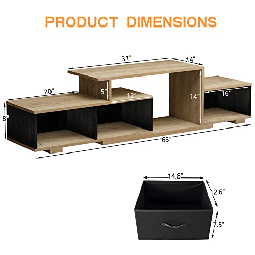 Welfurgeer Black Tv Stand For 32/55/65/70 Inch Tv, Entertainment Center For Video Gaming, Modern Television Stands With Storage Drawers, Media Center For Living Room, Bedroom, Toolless Assembly #TOP4