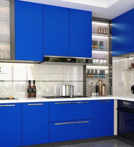 Image of DEEMUS Blue Matte Peel & Stick Self Adhesive Waterproof Sticker for Living Room, Bedroom Office,Almirah, Floor, Tabletop, Wall, Fridge,& Renovation Projects (2 x 10 Feet)