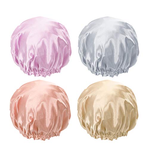 Shower Cap - 4 Pack Women Bath Cap Double Layer Print Shower Hat Long Hair Salon Spa Bathing Accessories For Women (Color Style A)