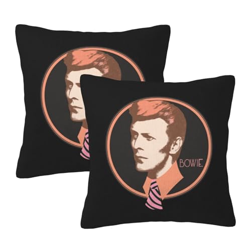 枕カバー David Bowie デビッド デヴィッド ボウイ クッションカバー 2枚セット 座布団カバー まくらカバー おしゃれ 可愛い ソファ背当て 抱き枕 インテリア飾り オフィス 部屋飾り 四季通用 55X55cm