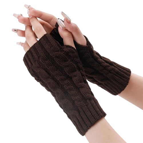 Pocoiau - Chauffe-Bras Tricoté par Câble Gants Extensibles en Acrylique Manches De Poignet pour Les Déplacements Hiver Activités De Plein Air Gants Unisexes Acrylique