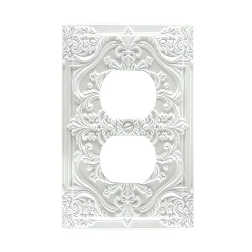 Plaque murale décorative blanche en relief 3D pour interrupteur - 2