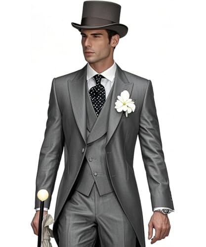 Men's Tailcoat Suit,Mens Tuxedo 3 Piece Slim Fit Suits Double Breasted for Men Summer Wedding,Proms,Concert,Royal Blue,M2