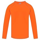Boys Rash Guard Orange Swim Shirt Long Sleeve for Toddler Kids 5-6Y Rashguard Water Shirt UPF+ 50 Sw