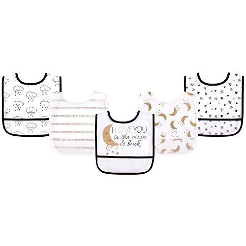 Image of Yoga Sprout Waterproof Bibs, 5 Pack, Metallic Moon