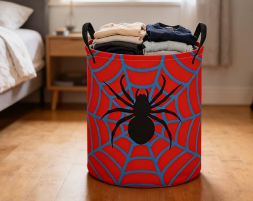 Image of ESSME Laundry Basket,Spider Hamper Collapsible Canvas Waterproof Storage Bin, Cute Hamper,Gift Baskets(Spider)