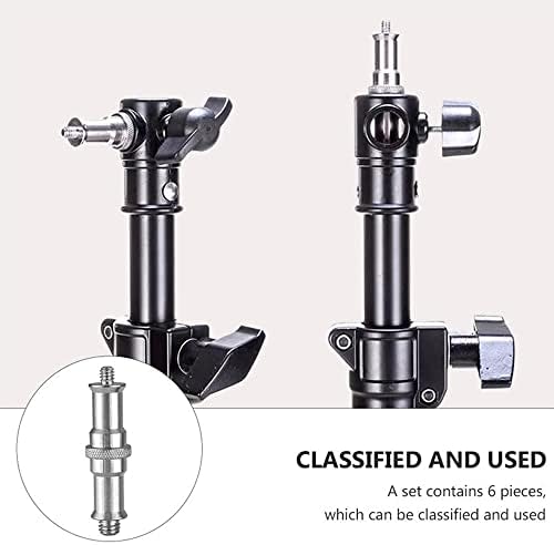 RtottiM 2 Pcs Screw Adapter Spigot 1/4 to 3/8 in Metal Male Convertor Threaded Camera Tripod Thread Adapter Screw for Studio Light Stand Tripod Shoulder Rig Lighting Equipment - Silver