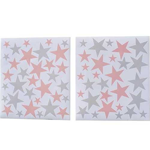 Calcomanías de pared reutilizables estrellas rosa y gris x66 miniatura 1