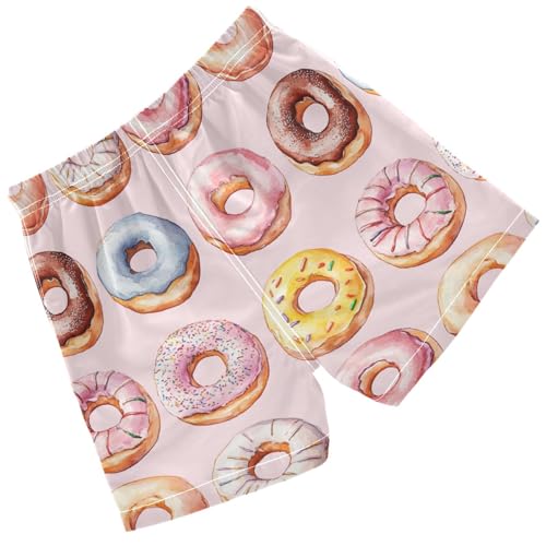 Pigsaly Boys' Swim Board Shorts Sprink Sugar Watercolor Pink Donuts Boy's Swim Trunks Kids Swimwear 2T2