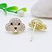 Hiqmic 925 Sterling Silver Cute Dog Puppy Zirconia Earrings Ear Stud Piercing Yellow Gold Plated Fashion Jewelry Gifts WK90055-G Light Purple