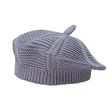 Little Girls Beret Hat French Artist Knit Hat Warm Knitted Beret for Kids Fashion Toddler Baby Beanie (Grey)