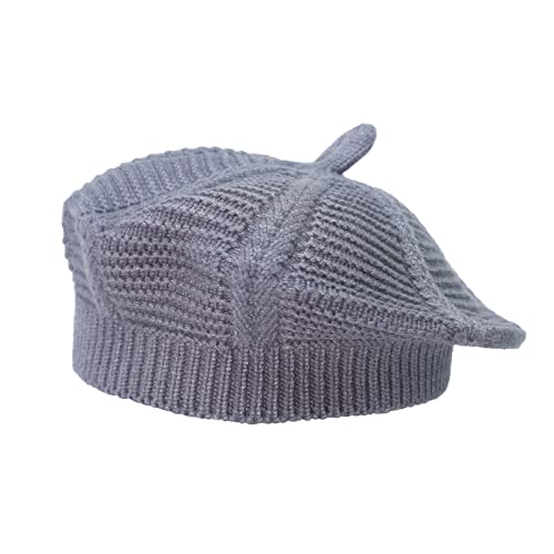 Little Girls Beret Hat French Artist Knit Hat Warm Knitted Beret for Kids Fashion Toddler Baby Beanie (Grey)