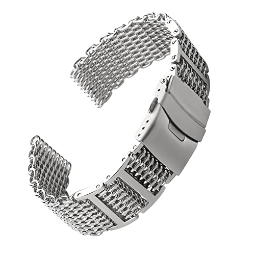 YEHEI Bracelet de Montre Bracelet de Montre en Maille métallique pour Hommes Bracelet de Rechange pour Bracelet de Remplacement 20mm 20mm 24mm (Color : Silver, Size : 22mm) XXSHN Cover