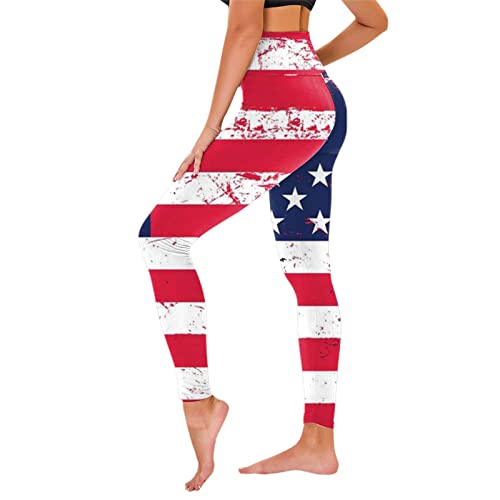 Calça legging feminina com estampa American 4 de julho para ioga, corrida, pilates, academia, ioga l