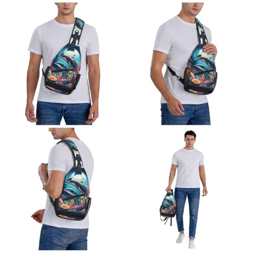 Sling Bag para Mujer y Hombre bolsa pechera con diseño de delfín miniatura 6