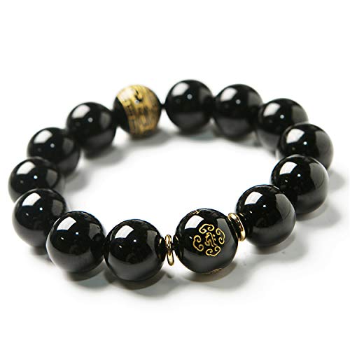 Obsidienne noire naturelle 16mm un cadeau précieux sous forme de bracelet en perles