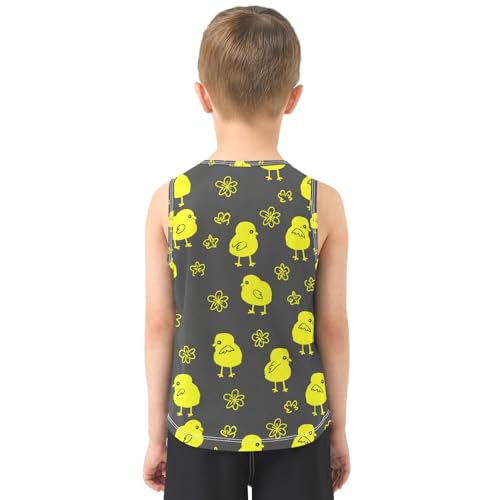 J JOYSAY Yellow Chick Flowers Boys Tank Top Sleeveless Muscle Shirts Quick Dry Kids T-Shirts 3-15T3