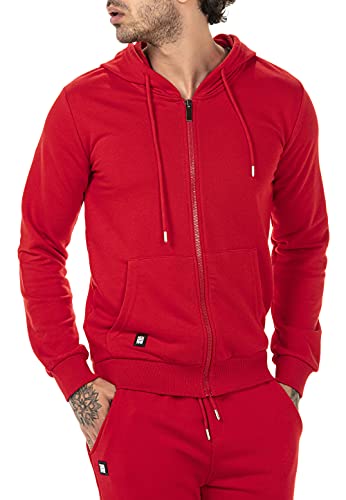 Pull à Capuche pour Homme Hoodie Veste de survêtement Fermeture éclair Premium Basic Rouge XXL - Image 6