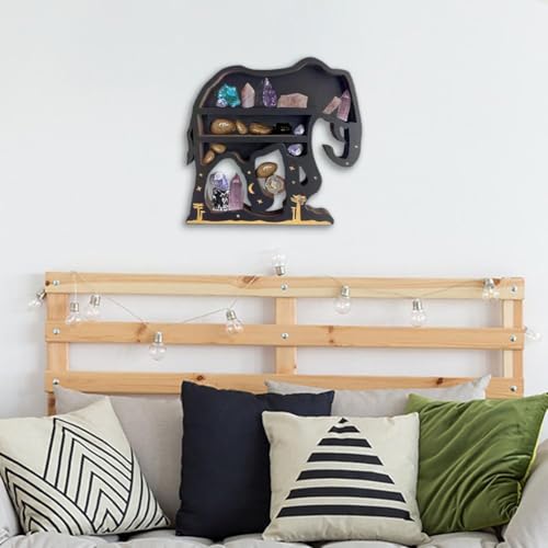 Support mural en bois éléphant : rangez vos cristaux sans encombrer