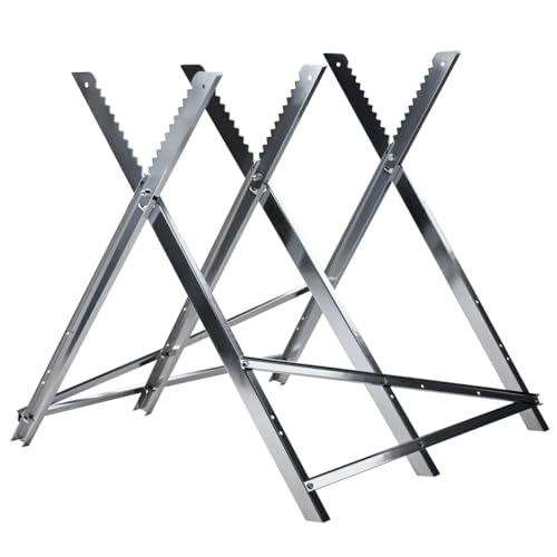 T-LoVendo Caballete para Serrar Cortar Leña Banco para Motosierras Troncos Plegable diámetro hasta 40 cm Peso max150kg Metal Galvanizado