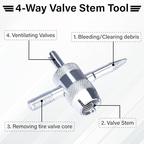 Image of ecocstm 2 PCS 4-Way Tire Valve Stem Removal Tool, 4-in-1 Valve Core Removal Tool, Multifunctional Tire Valve Tool, Valve Stem Core Puller for Car Motorcycle Bicycle Tire Repair Replace