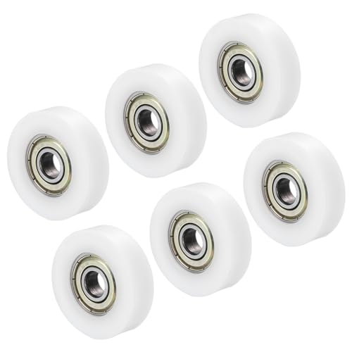 PATIKIL Nylon-Rollenrad 5x38x7mm, 6er Pack 608zz Kugellager Schiebe-Förderrollenrad für Türfenster-Schubladen-Hardware-Antriebsmechanik, Weiß