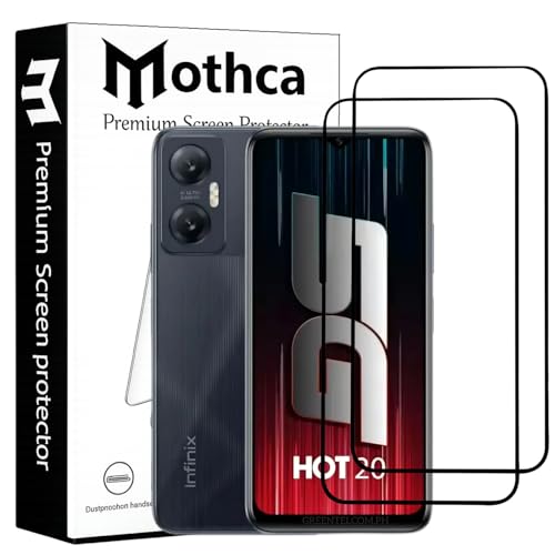 Image of Mothca Military-Grade Tempered Glass Screen Protector Compatible for Infinix Hot 20 with Edge to Edge Coverage - Case Friendly, Anti-Scratch & Bubble-Free Installation Kit (Pack of 2)