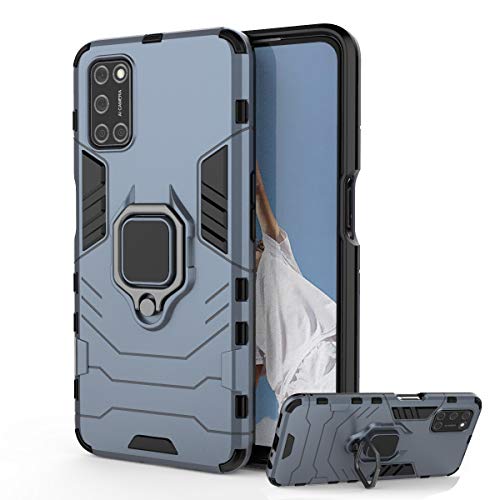 DESCHE per Cover Oppo A72 4G / A52 4G Case Cover per Staffa dell'anello + Vetro Temperato, Compatibile con Supporto Magnetico per Auto - Marino