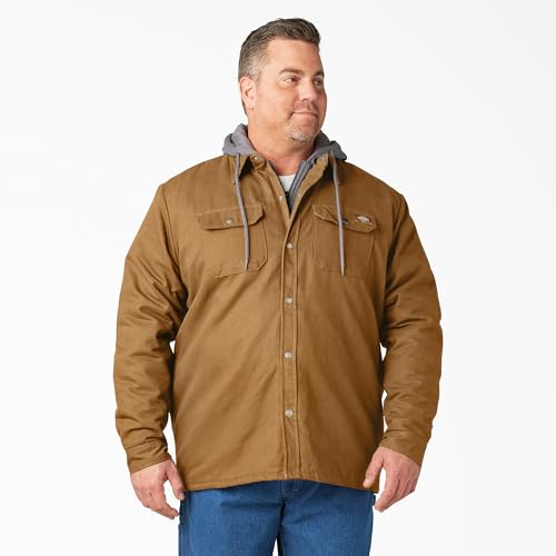 Image of Dickies Men's Fleece Hooded Duck Shirt Jacket With Hydroshield