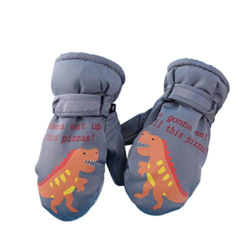 perfecti Kinder Skihandschuhe Cartoon Dinosaurier Winter Schneehandschuhe Wasserdicht Winddicht Fäustlinge Kinder Warm Snowboard Rodeln Handschuhe Für Jungen Und Mädchen 4-8 Jahren Cover