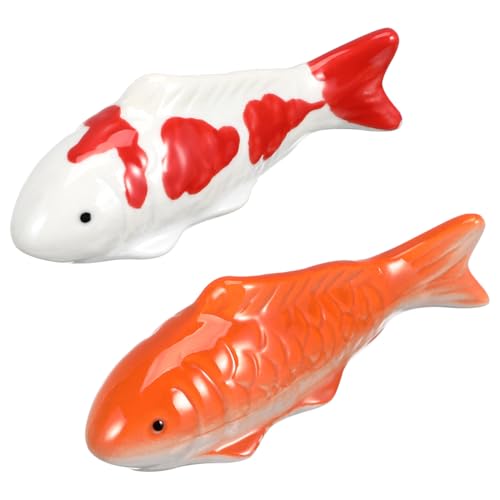 VICASKY 2 x Floating Fish Toy Pond Decorative Fish Pond Figures Artificial Pond Figure Paperweight Glass Fish Column Swimming Fish Koi Figures Floating Floating Ceramic