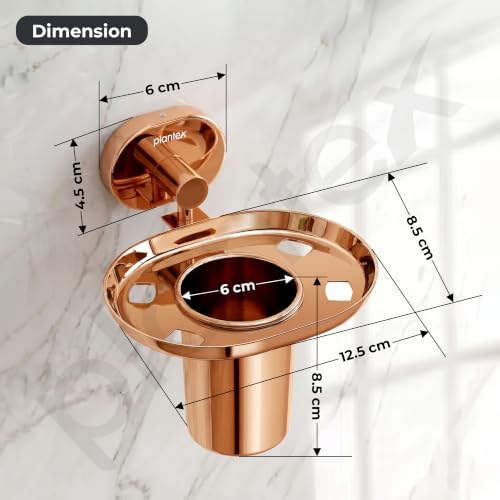 Image of Plantex J4 Stainless Steel Toothbrush Holder for Bathroom /Toothbrush Stand for Bathroom /Tumbler Holder /Bathroom Accessories (PVD Rose Gold Finish) Onix