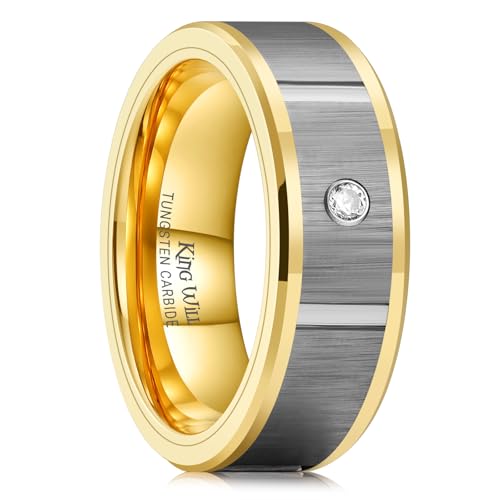Bague en carbure de tungstène King Will avec oxyde de zirconium alliance luxe homme 8mm