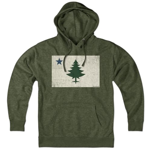 Chowdaheadz Vintage Maine Flag Hoodie – Unisex Pullover Sweatshirt Soft Cotton Blend