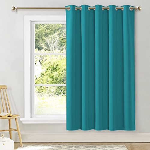 NICETOWN Room Darkening Curtains for Bedroom, Peacock Teal Thermal Insulated Drapes 72 inches Long for Office, Loft, Guestroom (1 Panel, 70" Wide per