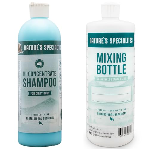 Image of Nature's Specialties Mixing Bottle and Dog Shampoo Concentrate Bundle, Easy to Read Measurements Mixing Bottle 32 oz, High Concentrate Dog Shampoo Concentrate 16 oz
