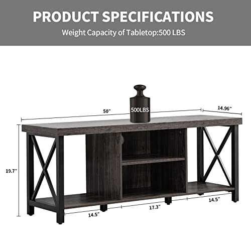 GAZHOME TV Stand for TV up to 55 Inches, TV Cabinet with Open Storage, TV Console Unit with Shelving for Living Room, Entertainment Room, Grey - Image 3