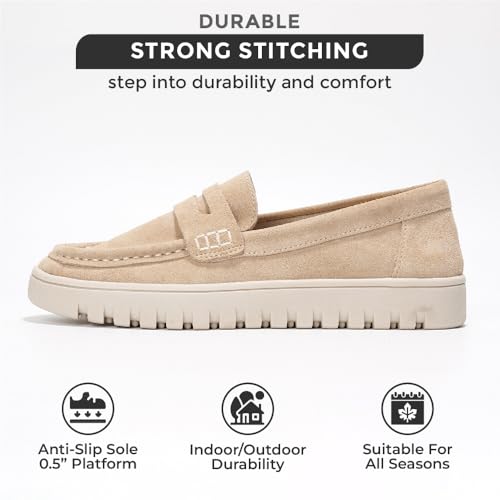 Project Cloud Genuine Leather Loafers for Women – Memory Foam Insoles Slip On Shoes for Women – Lightweight Womens Shoes – Non Slip Womens Loafers (Filide1)3