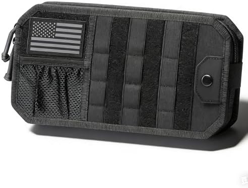 MOLLE Car Sun Visor Organizer with Zipper and Glasses Clip Black