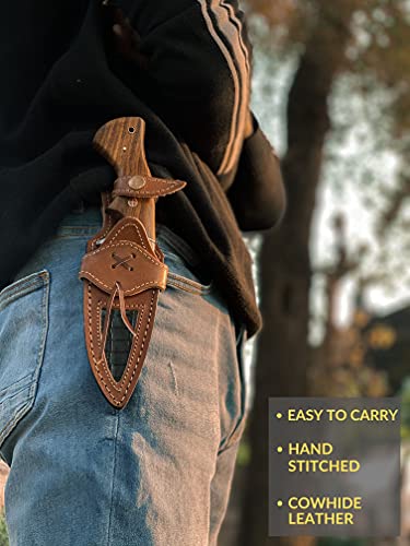 Fh Knives 10 Inch Handmade Fixed Blade Hunting Knife With Sheath Bushcraft Knife For Men Non-Slip Walnut Wood Handle #TOP6