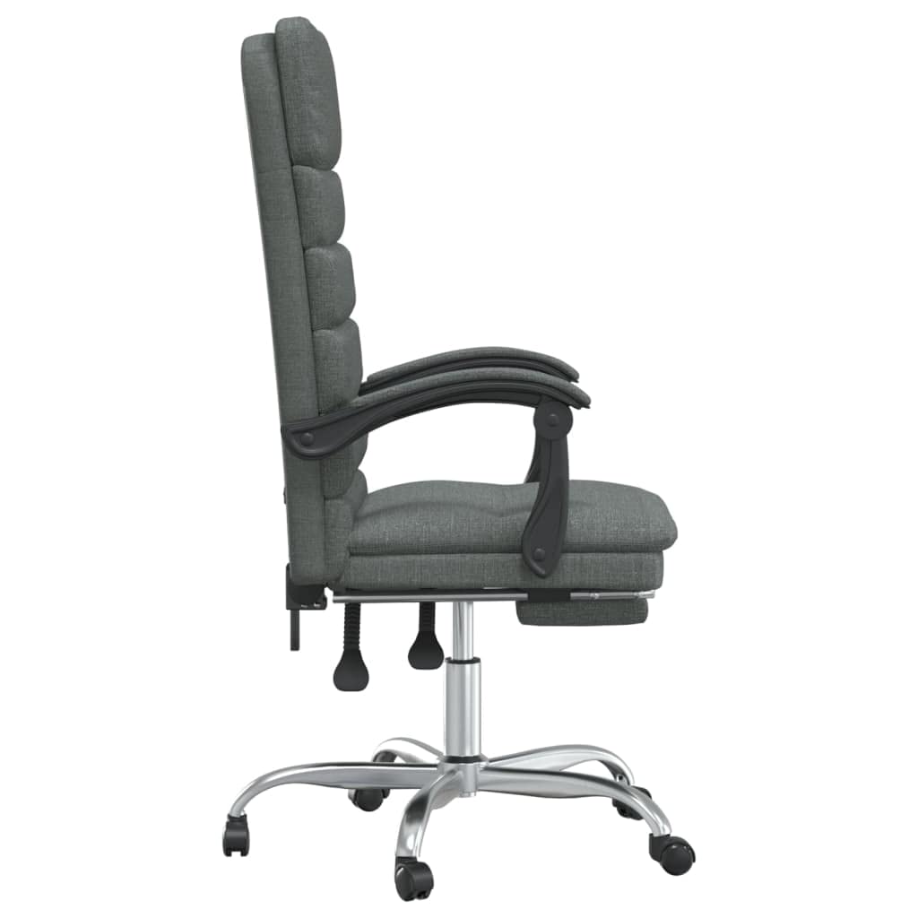 Silla de oficina de masaje gris oscuro, 110-120 cm, función reclinable, transpirable, marco de metal, oficina en casa, juegos