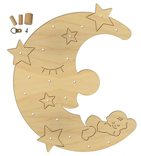 Baby-Nachtlicht Holzmond"Mond mit Baby" 50cm hoch für Lichterkette Babylicht basteln DIY Cover