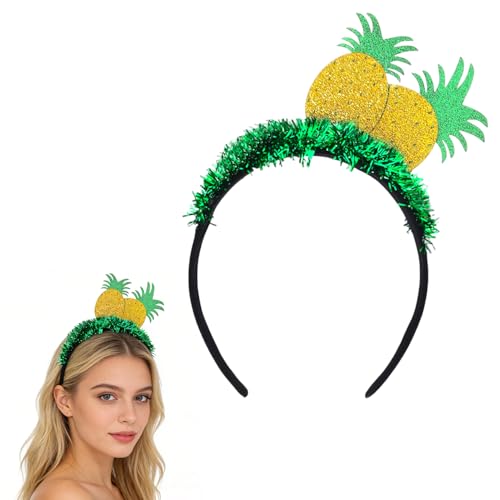 YUEELI Pineapple Headband Funny Fruit Headband Glitter Hairband Hawaiian Headpiece Beach Summer Tropical Party Headwear Halloween Costume Cosplay Hair Accessories