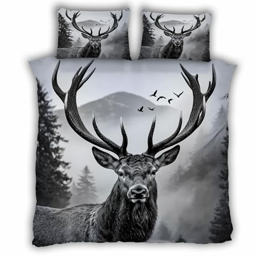 Parure de lit 240x260cm doux toucher microfibre cerfs 3D